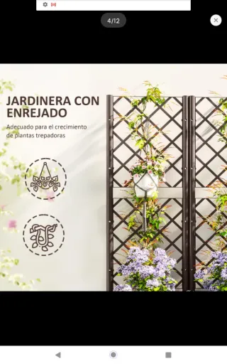 Jardinera Marrón con Enrejado