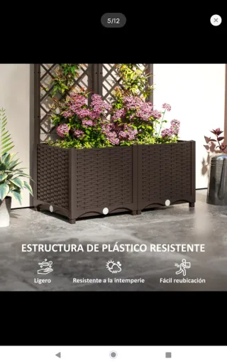 Jardinera Marrón con Enrejado