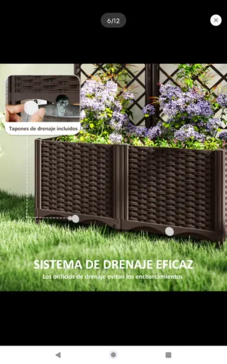 Jardinera Marrón con Enrejado