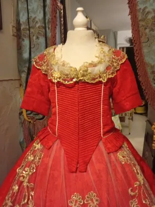 Traje de Fallera Juvenil Rojo y Dorado