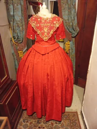 Traje de Fallera Juvenil Rojo y Dorado