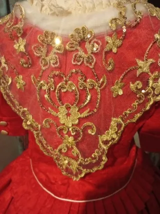 Traje de Fallera Juvenil Rojo y Dorado