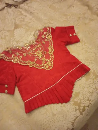 Traje de Fallera Juvenil Rojo y Dorado