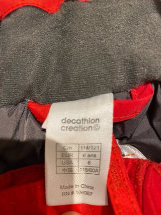 Mono de esquí rojo niño Talla 6 años