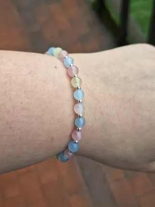 Bracciale Morganite Naturale con Chiusura Acciaio