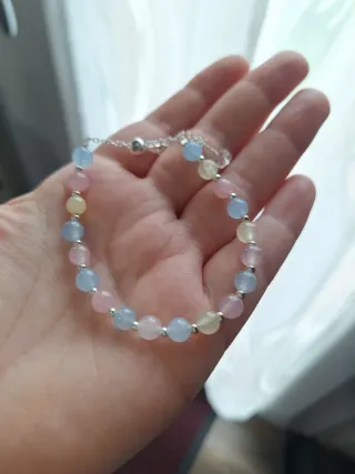 Bracciale Morganite Naturale con Chiusura Acciaio