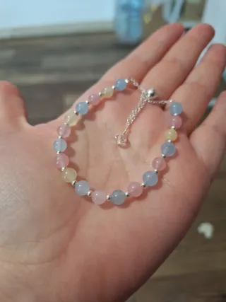 Bracciale Morganite Naturale con Chiusura Acciaio