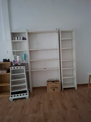 Librería pino macizo blanca modular 3 metros