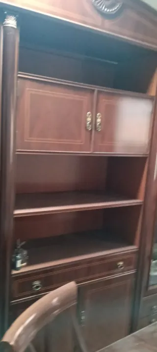 Armario de salón de madera y cristal