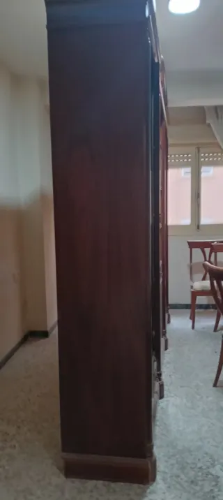 Armario de salón de madera y cristal