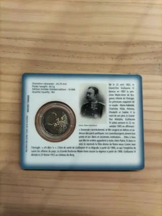 Luxemburgo 2€ 2012 Coincard conmemorativo Duques