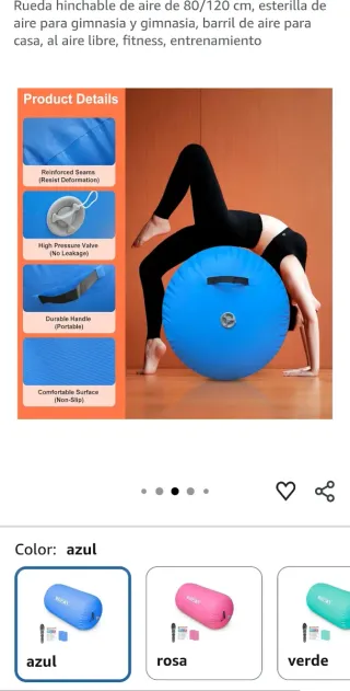 Rodillo Hinchable Gimnasia Wavesky Azul