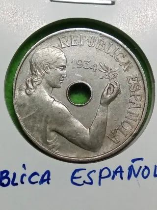 Moneda 25 cts República Española 1934