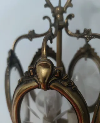 Lámpara colgante de bronce y cristal