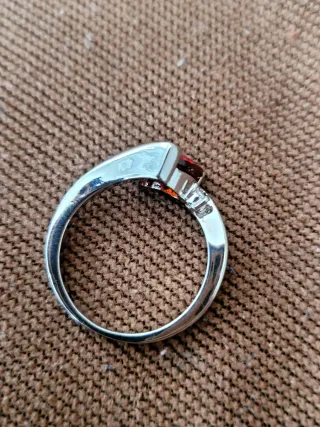 Anillo diseño Corazón Cristal Rojo