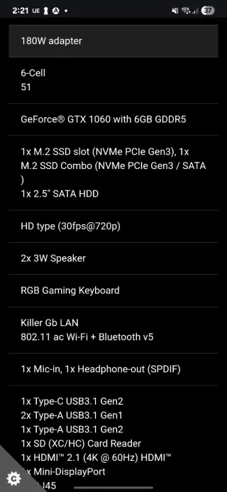 Portátil MSI GP73 Leopard 8RE Negro Multicolor