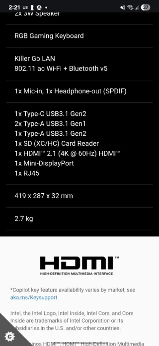 Portátil MSI GP73 Leopard 8RE Negro Multicolor