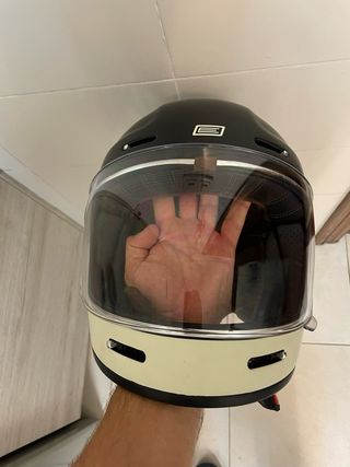 Casco Moto Retro Negro y Naranja talla M