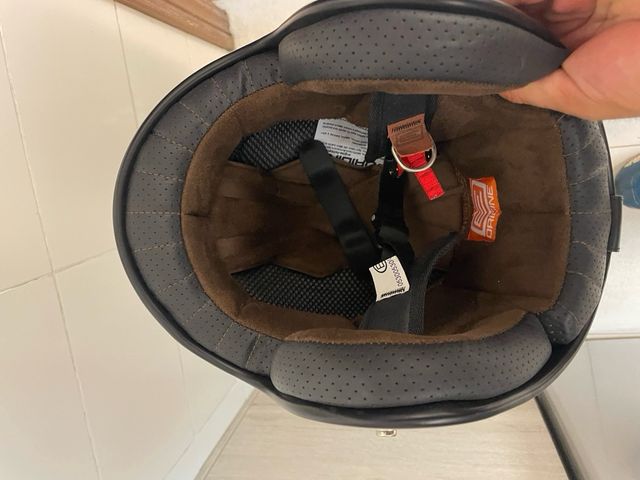 Casco Moto Retro Negro y Naranja talla M