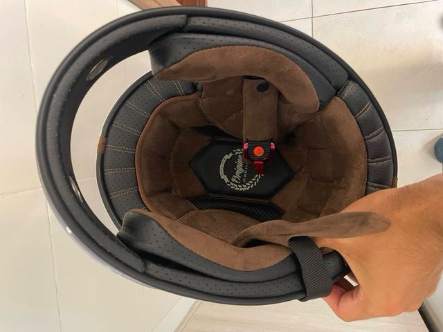 Casco Moto Retro Negro y Naranja talla M