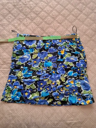 Gonna Zara floreale blu nera taglia M