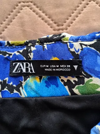 Gonna Zara floreale blu nera taglia M