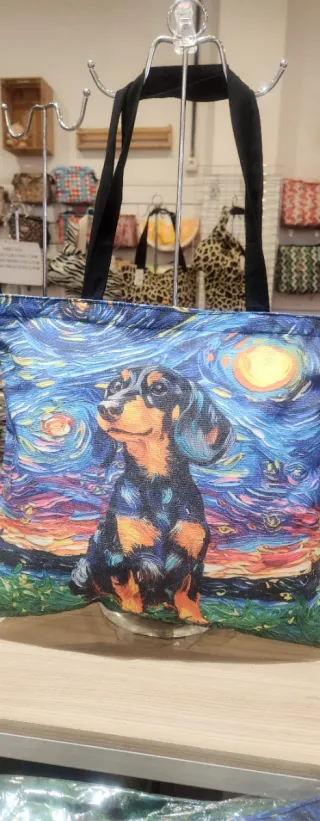 Bolso con cremallera y estampado de perro