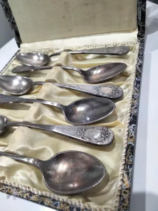 Antigua caja de 6 Cucharillas de Plata