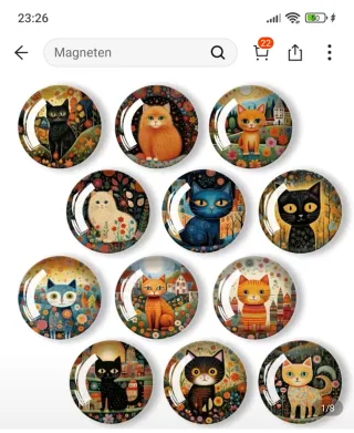 12 Magneti in Vetro Gatti