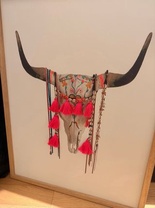 Cuadro búfalo Maison du Monde con flecos