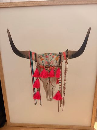 Cuadro búfalo Maison du Monde con flecos