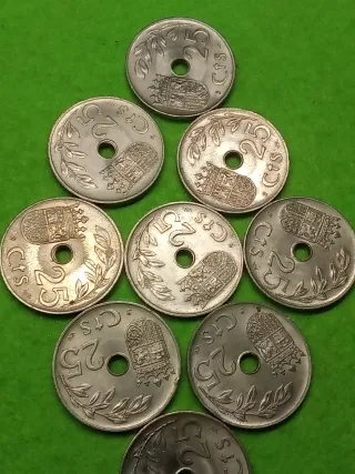 10 Monedas 25 Cts de 1937. Excelente estado