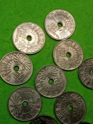 10 Monedas 25 Cts de 1937. Excelente estado