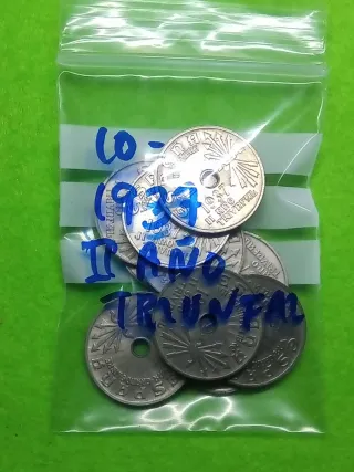 10 Monedas 25 Cts de 1937. Excelente estado