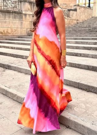 Vestido midi estampado espalda al aire