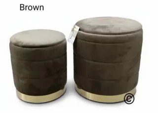 Pouf rotondo in velluto e metallo