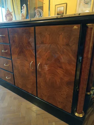 Mueble de salón madera y mármol