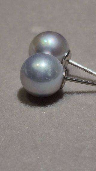 Pendientes Akoya Gris Plata 925