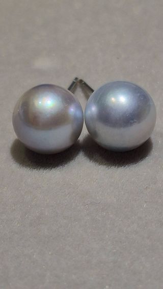 Pendientes Akoya Gris Plata 925