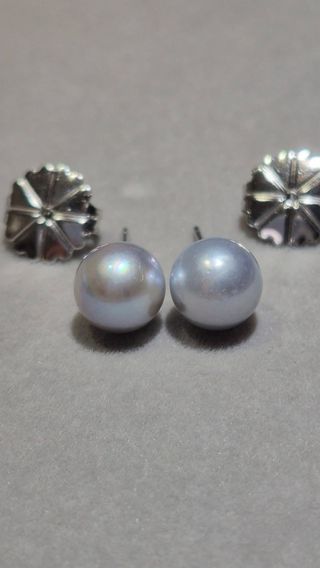Pendientes Akoya Gris Plata 925