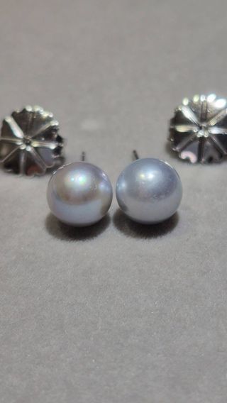 Pendientes Akoya Gris Plata 925