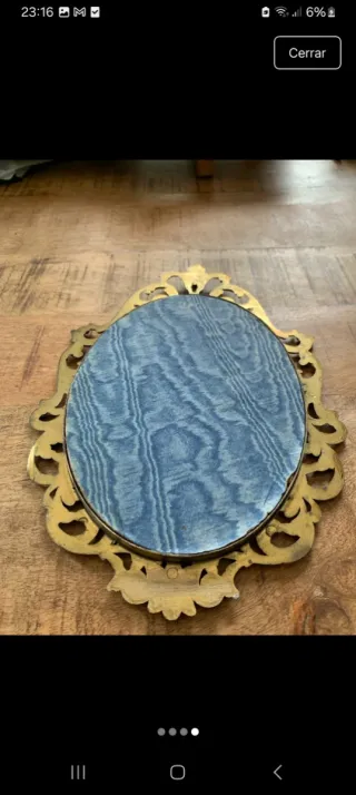 Cuadro antiguo latón pintado a mano madre e hijo