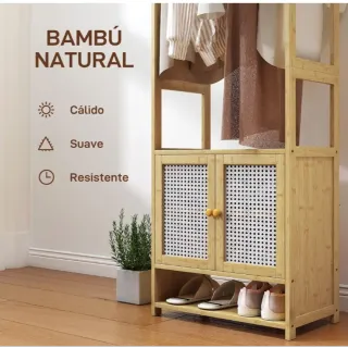 Perchero HOMCOM con Armario Bambú