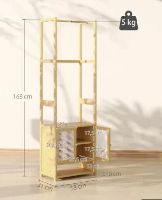 Perchero HOMCOM con Armario Bambú