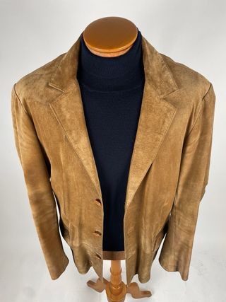 Giacca Blazer Vintage Pelle Scamosciata Uomo