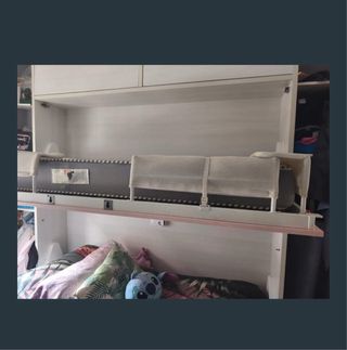 Cama Abatible Rosa y Azul.