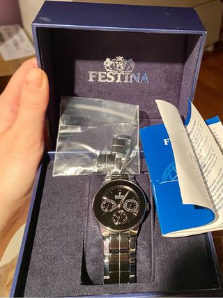 Reloj Festina Multifunción Negro y Plateado