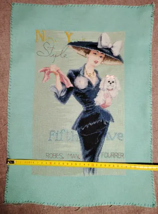 Cuadro bordado punto de cruz mujer