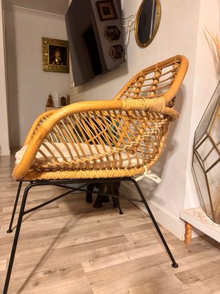 Silla Ratán Natural con Cojín Beige