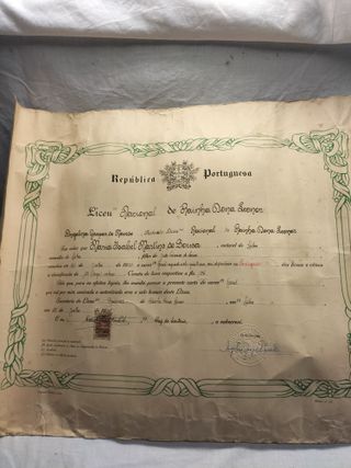 Diploma Liceu Nacional Rainha Dona Leonor 1955